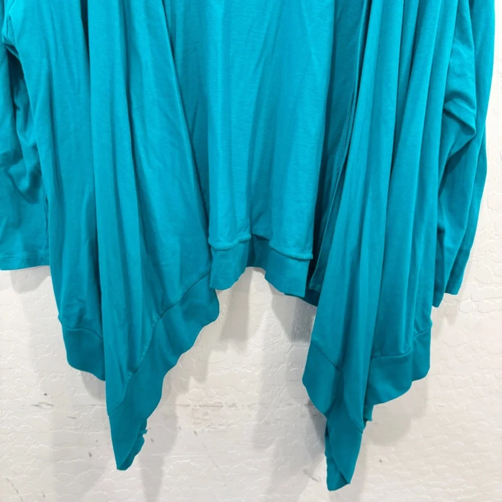 Lane Bryant Blue Open Waterfall Cardigan Womens 14/16 Cotton Blend Layered Fall